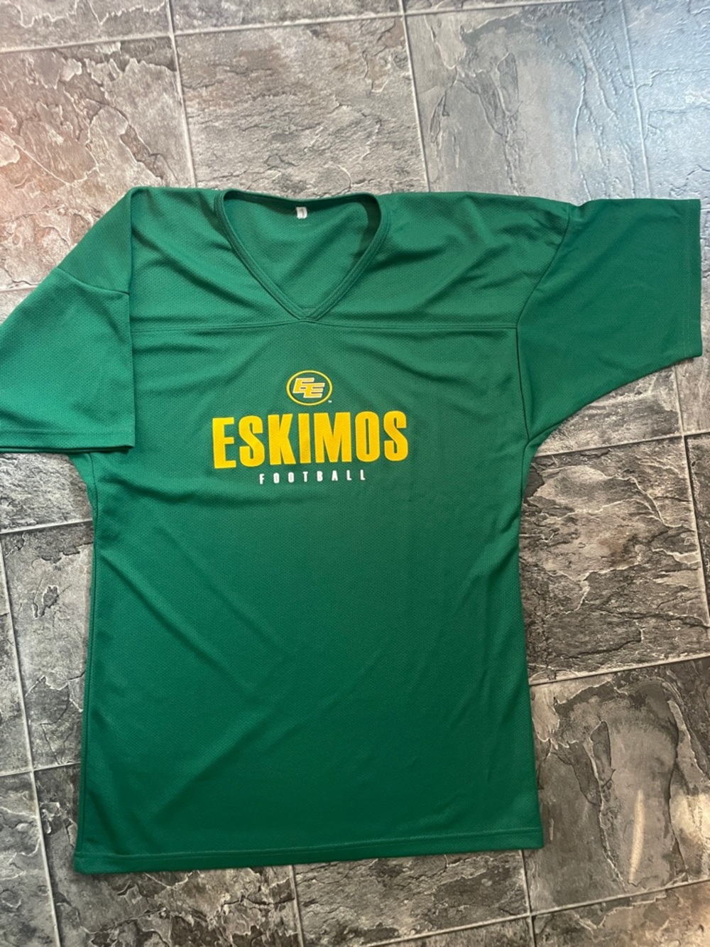 EDMONTON ESKIMOS CFL Collectible  Sporty Athletic Green Yellow Football Jersey
